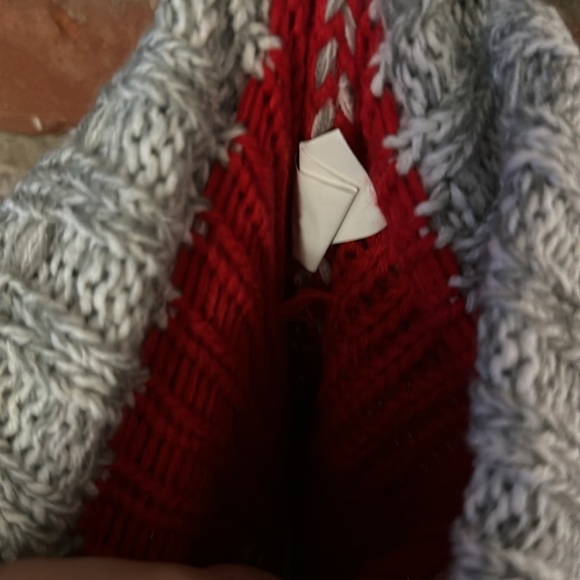Red Snowflake Grey Knit Christmas Stocking - Picture 3 of 3